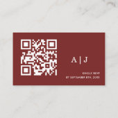 Minimalistische Bourgondische bruiloft website Informatiekaartje (Achterkant)