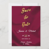 Minimalistische Bourgondische en gouden Boho Rusti Save The Date (Voorkant)