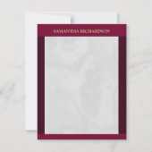 Minimalistische Bourgondische en grijze marmeren n Notitiekaartje (Voorkant)