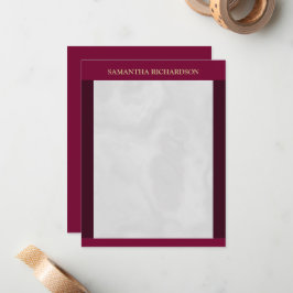 Minimalistische Bourgondische en grijze marmeren n Notitiekaartje