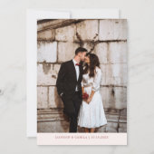 Minimalistische Bourgondische foto bruiloft Kaart (Achterkant)