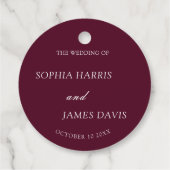 Minimalistische Bourgondische moderne elegante bru Bedankjes Labels (Achterkant)