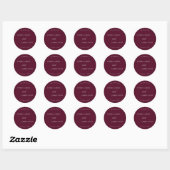 Minimalistische Bourgondische moderne elegante bru Ronde Sticker (Vel)