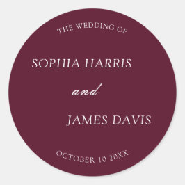 Minimalistische Bourgondische moderne elegante bru Ronde Sticker