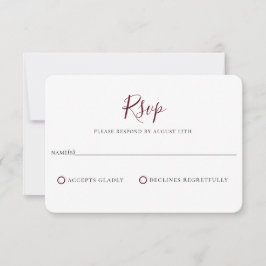 Minimalistische Bourgondische rode bruiloft RSVP K Kaartje