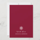Minimalistische Bourgondische Rode Winter Wedding Save The Date (Achterkant)