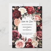 Minimalistische Bourgondische Romance Save The Date (Voorkant)