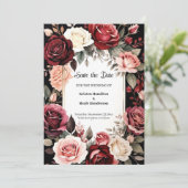 Minimalistische Bourgondische Romance Save The Date (Staand voorkant)