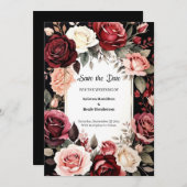 Minimalistische Bourgondische Romance Save The Date (Voorkant / Achterkant)