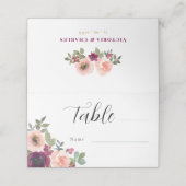 Minimalistische Bourgondische Waterverf Bloemenbru Plaatskaartje (Buitenkant ongevouwen)