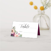 Minimalistische Bourgondische Waterverf Bloemenbru Plaatskaartje (Voorkant)