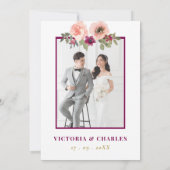 Minimalistische Bourgondische Waterverf Bloemenbru Save The Date (Achterkant)