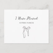 Minimalistische Bow Black and White Moving Aankond Briefkaart (Voorkant)