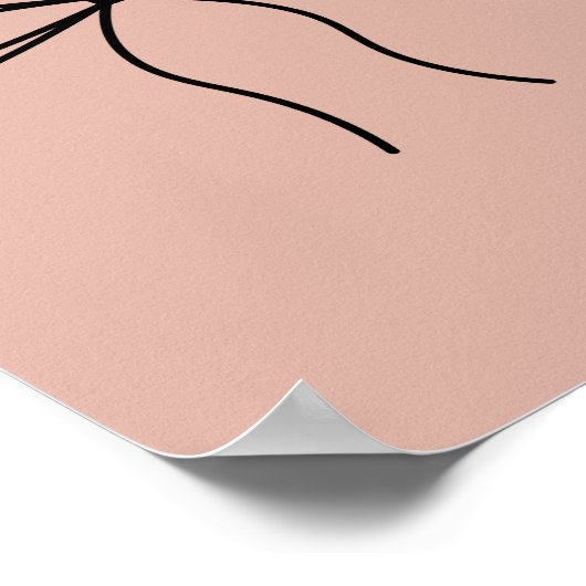 Minimalistische Bow Line Art op Peach Poster (Hoek)
