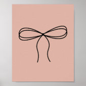 Minimalistische Bow Line Art op Peach Poster (Voorkant)