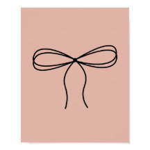 Minimalistische Bow Line Art op Peach