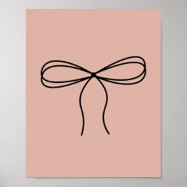 Minimalistische Bow Line Art op Peach Poster