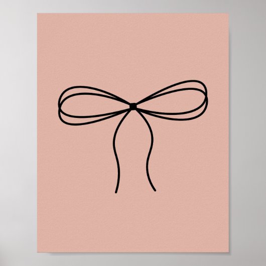 Minimalistische Bow Line Art op Peach Poster (Voorkant)