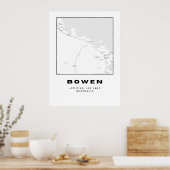 Minimalistische Bowen-kaart met coördinaten Poster (Keuken)