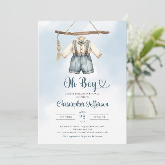 Minimalistische Boy Formal Outfit Kleding Baby sho Kaart (Staand voorkant)