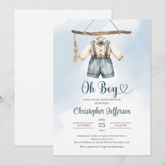 Minimalistische Boy Formal Outfit Kleding Baby sho Kaart (Voorkant / Achterkant)