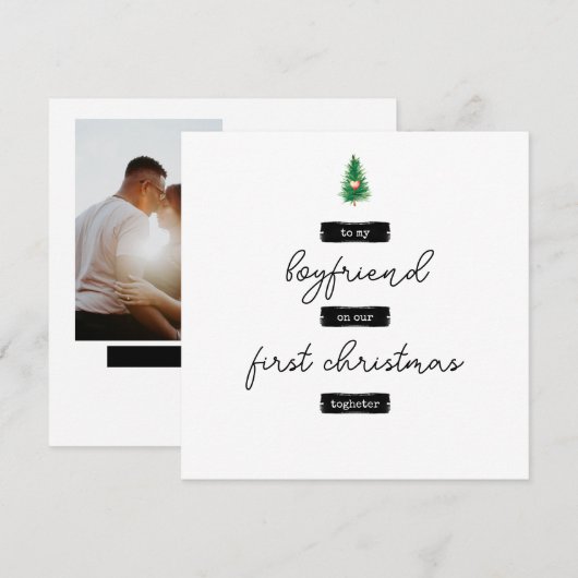 Minimalistische Boyfriend Christmas Kaart (Voorkant / Achterkant)