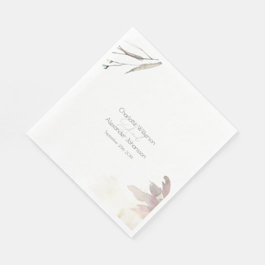 Minimalistische Branch en Bloemen Waterverf Uitnod Servet (Hoek)