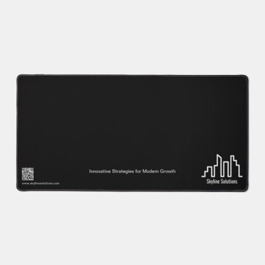 Minimalistische Branded Donker Zwart-Wit Desk Mat (Voorkant)