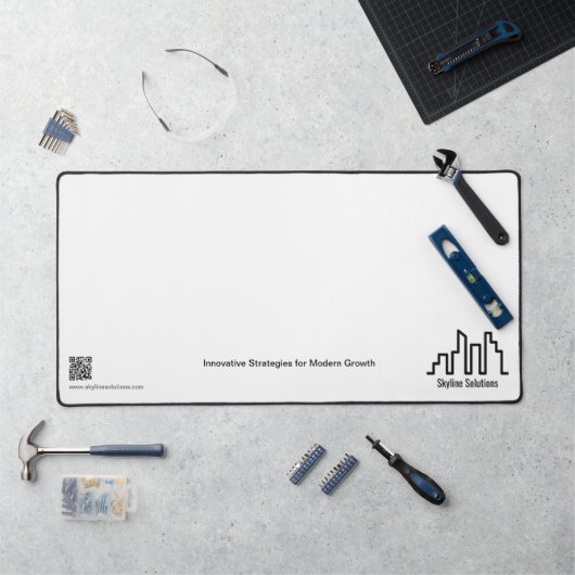 Minimalistische Branded Zwart en Wit Desk Mat (Werkstation)