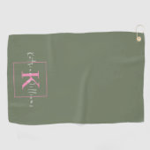 Minimalistische Branding Logo Sage Groen Roze Mono Golfhanddoek (Horizontaal)