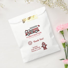 Minimalistische brandweerman "Little Hero" Baby sh Bedankzakje
