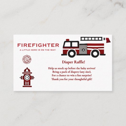 Minimalistische brandweerman "Little Hero" Baby sh Informatiekaartje (Voorkant)