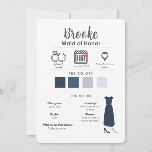 Minimalistische Bridal Information Kaart (Voorkant)