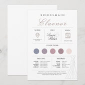 Minimalistische Bridesmaid Info Kaart (Voorkant / Achterkant)