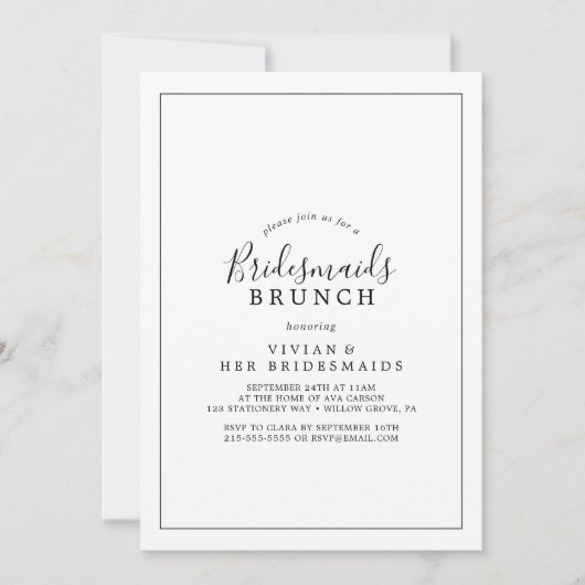Minimalistische bridesmaids Brunch Kaart (Voorkant)