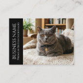 Minimalistische British Shorthair aangepaste Zwart Visitekaartje (Voorkant)