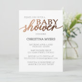 Minimalistische Bronze Elegant Baby shower Uitnodi Kaart (Staand voorkant)