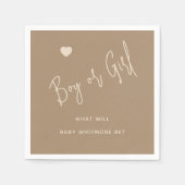 Minimalistische Brown Boy of Girl Gender Reveal Servet (Voorkant)