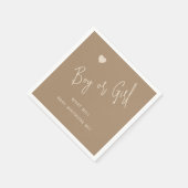 Minimalistische Brown Boy of Girl Gender Reveal Servet (Hoek)