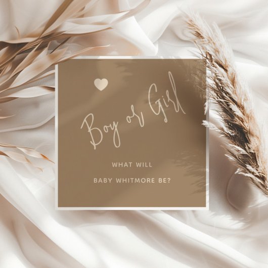 Minimalistische Brown Boy of Girl Gender Reveal Servet