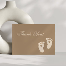 Minimalistische Brown Footprints Gender Reveal Par Bedankkaart