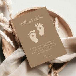 Minimalistische Brown Footprints Gender Reveal Par Bedankkaart