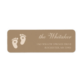 Minimalistische Brown Footprints Gender Reveal Par Etiket