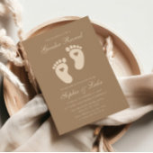 Minimalistische Brown Footprints Gender Reveal Par Kaart
