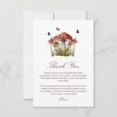 Minimalistische Brown Maroon Mushroom Theme Baby s Bedankkaart (Voorkant)
