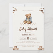 Minimalistische Brown Teddy Bear Baby shower Uitno Kaart (Voorkant)