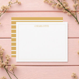 Minimalistische Brown & White Stripes Classic Chic Notitiekaartje