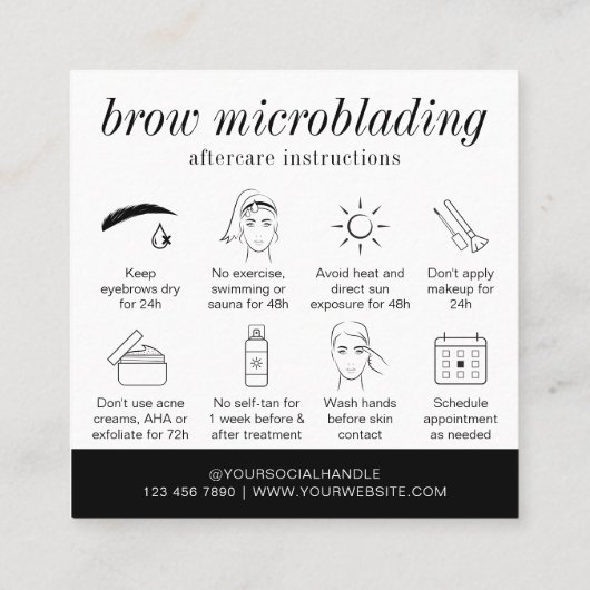 Minimalistische Brows Laminering Microblading Afte Vierkante Visitekaartje (Achterkant)