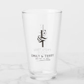 Minimalistische bruid en bruidegom bruiloft monogr glas (Achterkant)