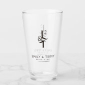 Minimalistische bruid en bruidegom bruiloft monogr glas (Voorkant)